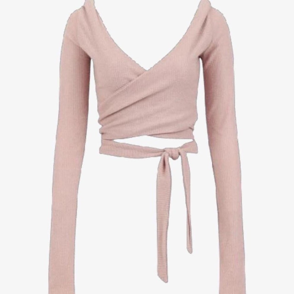 Laina Rauma fuzzy wrap top in color dusty rose size medium